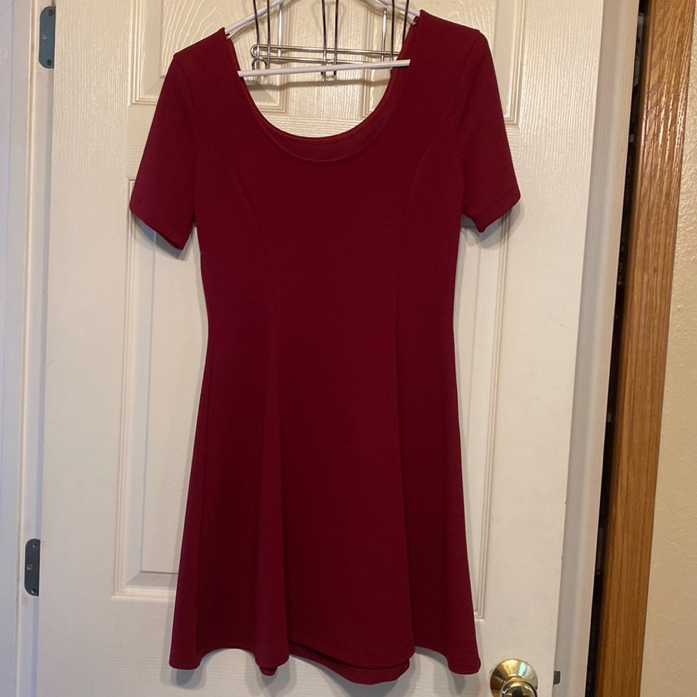 French Gray, large, Burgundy knit dress